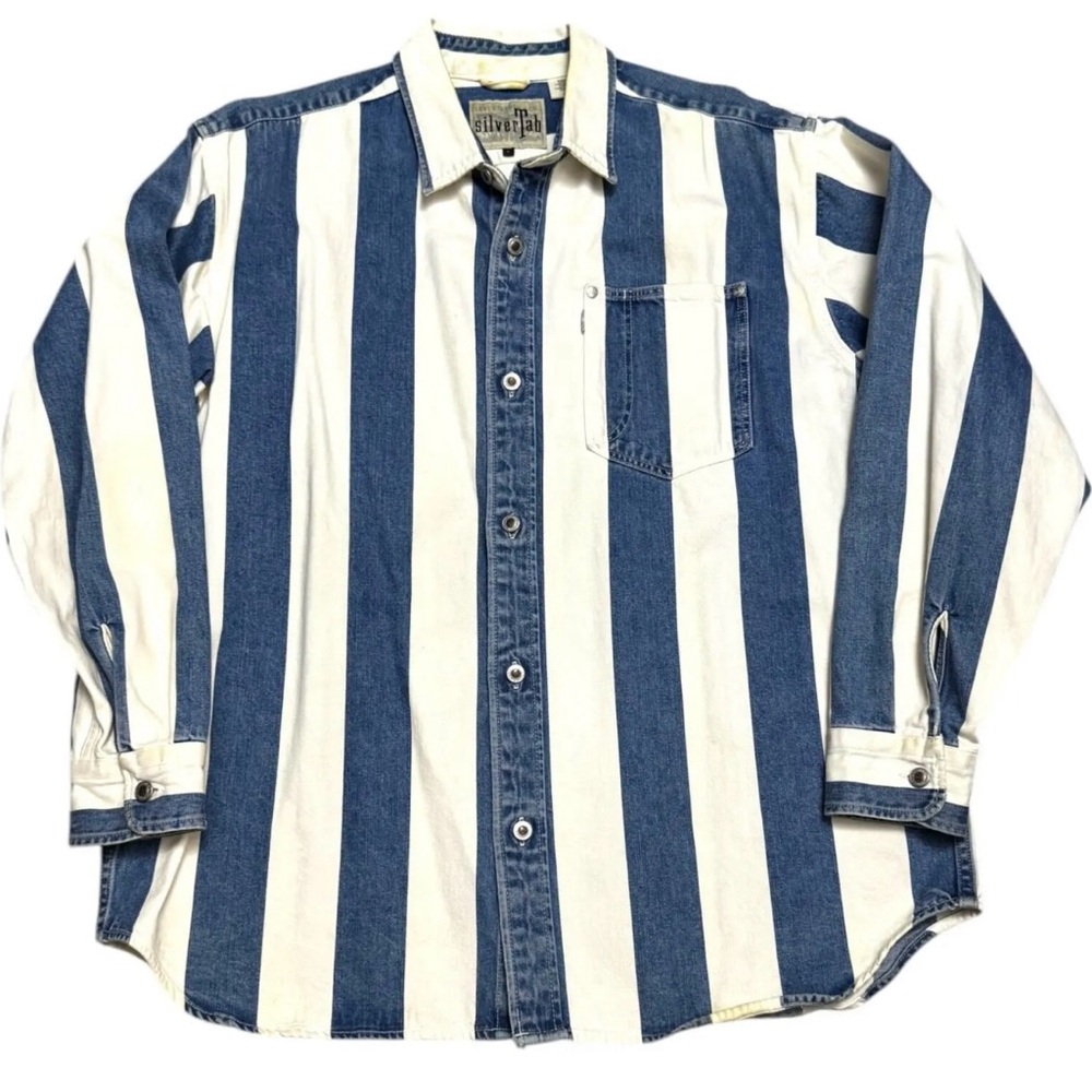 Levi’s Silver Tab Men's Denim and White Striped Shirt
